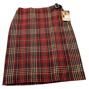 Classic Kathy Ireland Kilt-like Red Plaid Skirt